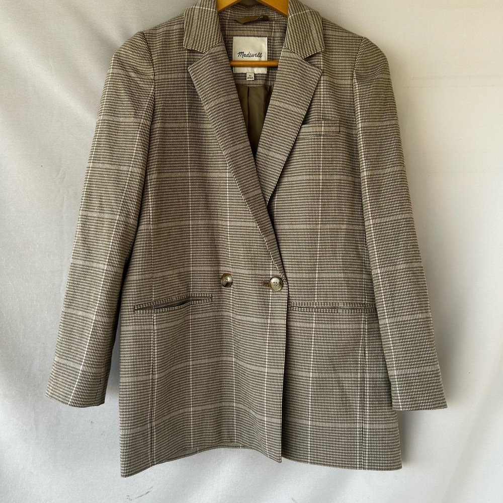 Madewell Plaid Double-Breasted Blazer